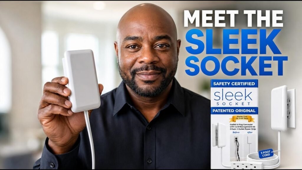Sleek Socket — Ultra-Thin Outlet Cover with Extension Cord